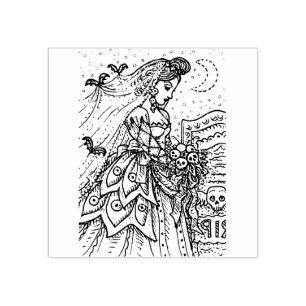 Sello De Caucho NOVIA DE HALLOWEB DE gótico, VELO DE MAMA, BOUQUET