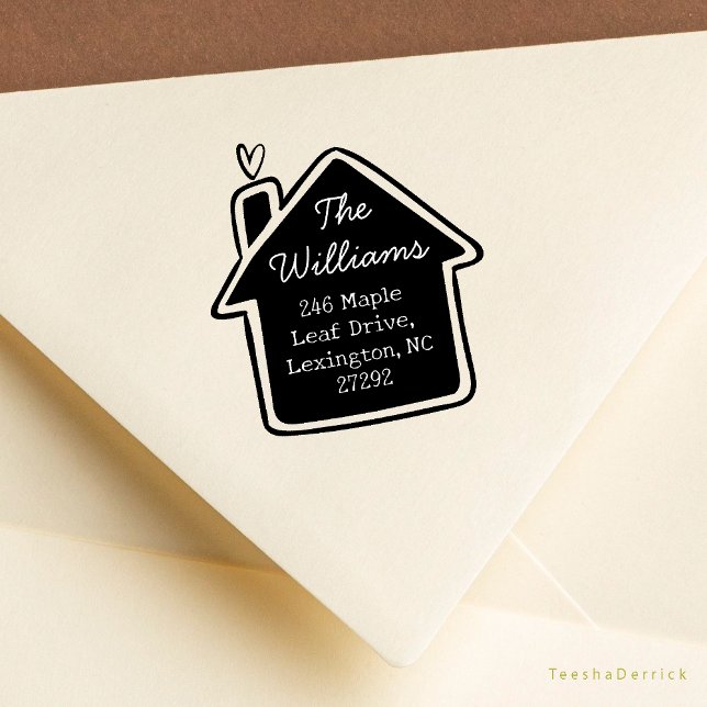 Sello De Caucho Nuestra linda dirección de devolución de Invitació (Our New House Announcement Cute Cottage Little Heart or Wedding RSVP Return Address Rubber Stamp)