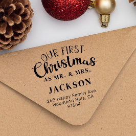 Sello De Caucho Nuestra primera Navidad como dirección de retorno