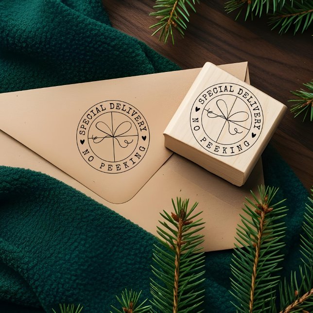 Sello De Caucho Oferta especial de diversión sin paquete de papel  (Fun Special Delivery No Peeking Kraft Paper Parcel Rubber Stamp)