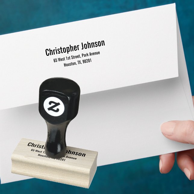 Sello De Caucho Oficina de direcciones de retorno simple y persona (Personalized Modern Simple Return Address Office Rubber Stamp)