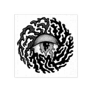 Sello De Caucho Ojo Trippy con Tentacles - Arte Surrealista Trippy