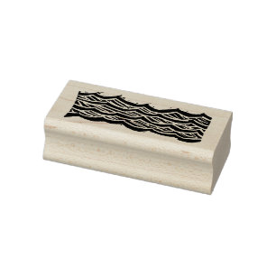 Sello De Caucho Ondas talladas de Woodblock