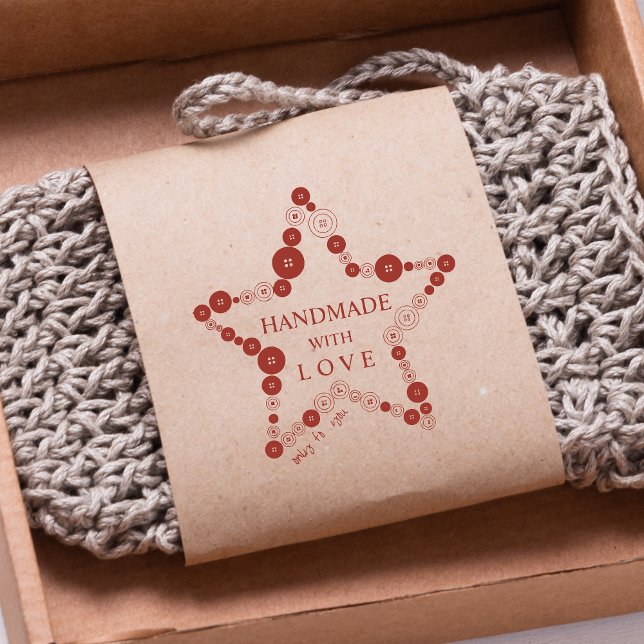 Sello De Caucho Original Cute Star of Buttons Handmade with Love (Original Cute Star of Buttons Handmade with Love rubber stamp.)