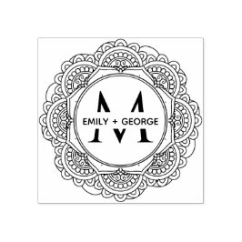 SELLO DE CAUCHO ORNADO CLÁSICO MANDALA PERSONALIZADO BODA MONOGRAM