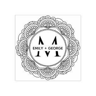 SELLO DE CAUCHO ORNADO CLÁSICO MANDALA PERSONALIZADO MONOGRAM BOD