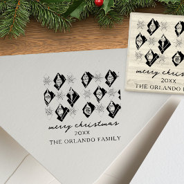 Sello De Caucho Ornamentos de copos de nieve Feliz Guión de Navida