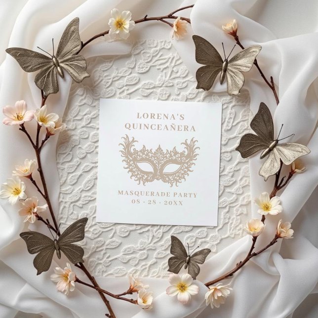 Sello De Caucho Ornate Lace Masquerade Mask Quinceañera (Ornate Lace Masquerade Mask Quinceañera Rubber Stamp Design. )