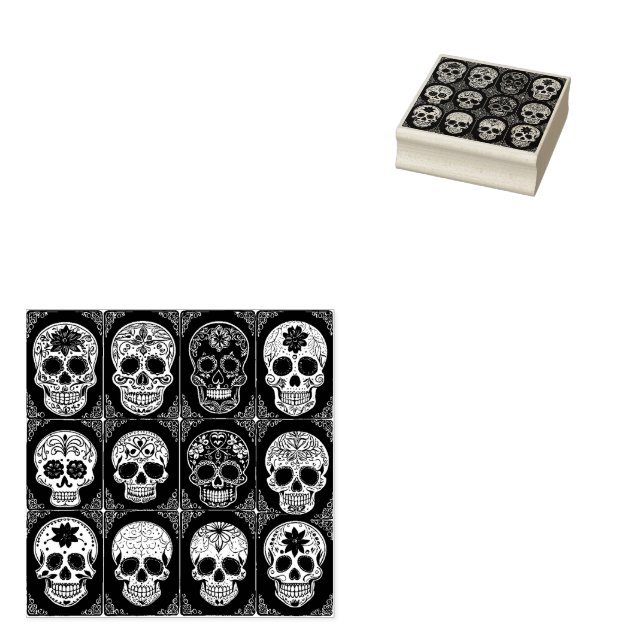Sello De Caucho Ornate Sugar Skull Tintamp Day of the Dead (Sellado)
