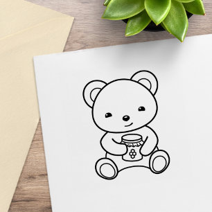 Sello De Caucho Oso de peluche que sostiene un color de pera de mi