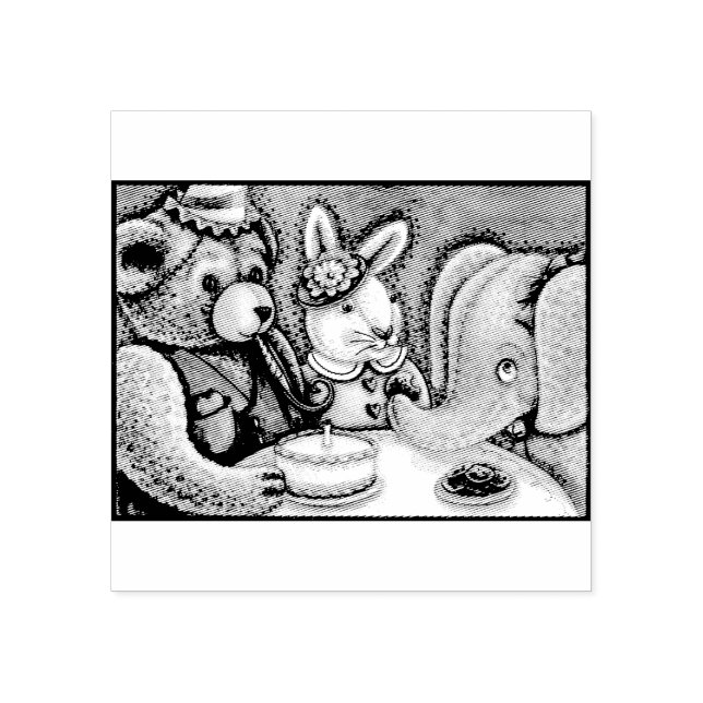 SELLO DE CAUCHO OSO DE TEDDY, BUNNY & ELEPHANT FIESTA RUBBER STAR (Impresión)