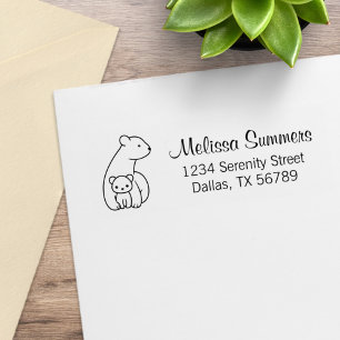 Sello De Caucho Osos polares: dirección de madre y cachorro