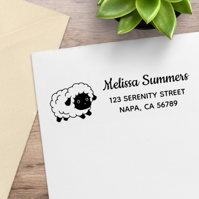 Sello De Caucho Oveja Cute Little Black Nosed Dirección de Devoluc (Subido por el creador)