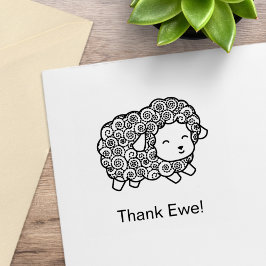 Sello De Caucho Oveja de Capa Rizada Gracias