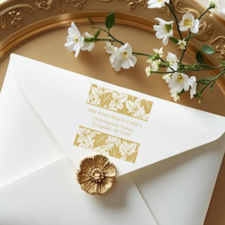 Sello De Caucho Overlapping Leaves Chic Nature Return Address