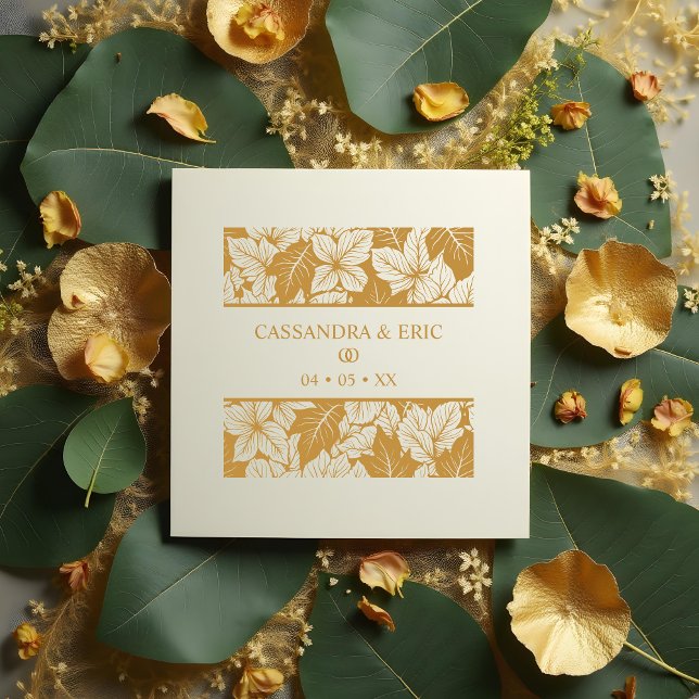 Sello De Caucho Overlapping Leaves Pattern Elegant Nature Wedding (Overlapping Leaves Pattern for Elegant Nature Wedding Rubber Stamps. )