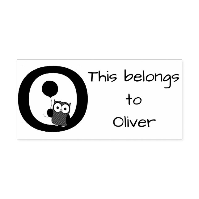 Sello De Caucho Owl Inicial (Impresión)