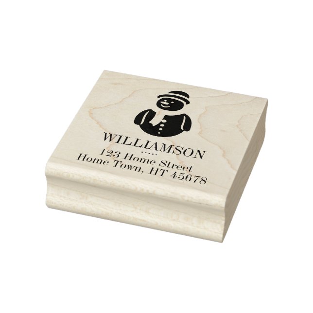 Sello De Caucho Página de devolución de nombre de familia Snowman  (Sello)