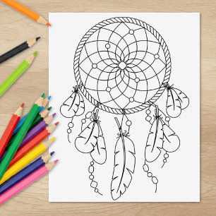 Sello De Caucho Página para colorear Boho Cazador de Sueños Tribal
