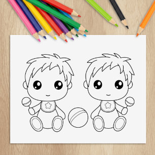 Sello De Caucho Página para colorear de bebés gemelos