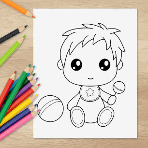Sello De Caucho Página para colorear mono de bebé niño