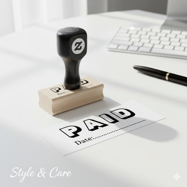 Sello De Caucho Paid with Blank Date Wooden (Paid with Blank Date Wooden Rubber Stamp)