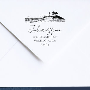 Sello De Caucho Paisaje costero elegante dirección de devolución