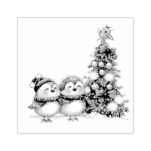 Sello De Caucho Pájaros de Amor en Navidad