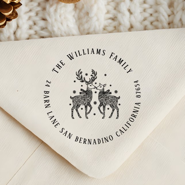 Sello De Caucho Palabras de pareja de renos y dirección de devoluc (Subido por el creador)