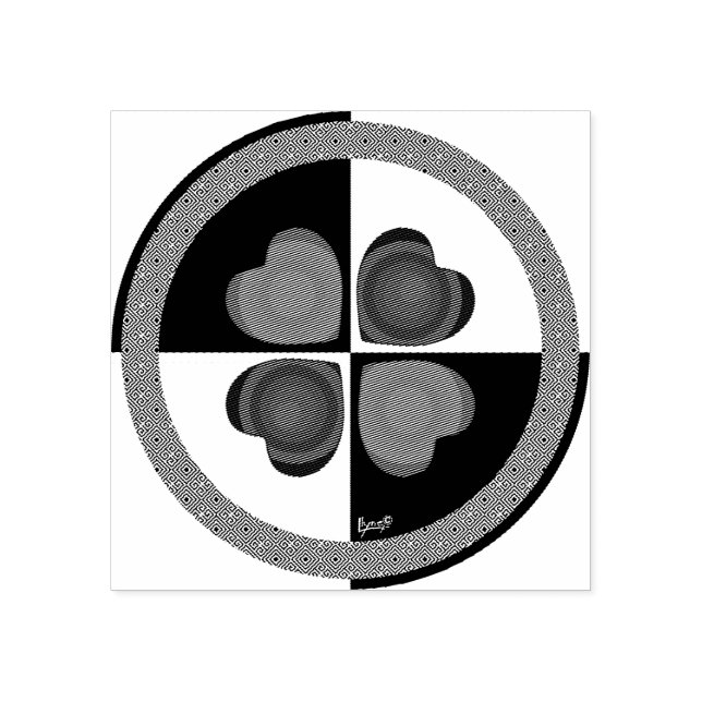 Sello De Caucho Palizas corazones púrpura de B&W (Impresión)