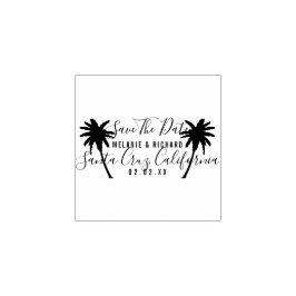 Sello De Caucho Palmeras Tropicales | Modern Save The Date Boda