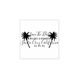 Sello De Caucho Palmeras Tropicales   Modern Save The Date Boda