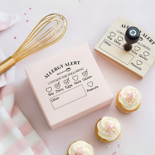 Sello De Caucho Panadería Baking Spoon Alerta de Alergia Seguridad