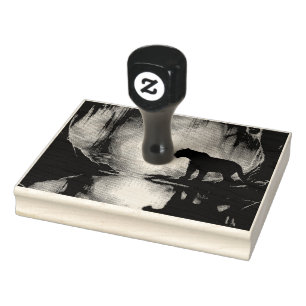 Sello De Caucho Pantera negra reflejada en piscina de agua en la s