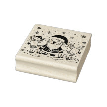 Papá Noel en blanco y negro con renos