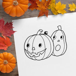 Sello De Caucho Par de calabazas de Halloween