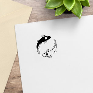 Sello De Caucho Par de peces Yin-Yang Koi 2