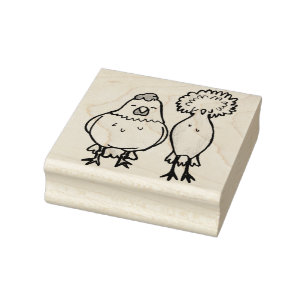 Sello De Caucho Pareja de estampado de pollo