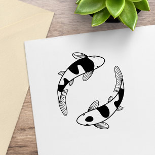 Sello De Caucho Pareja de Peces Koi Japoneses