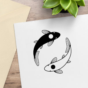 Sello De Caucho Pareja de peces koi Yin-Yang