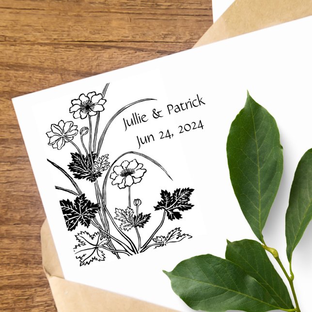 Sello De Caucho Pareja floral rústica Boda Fecha Estampado de Arte (Subido por el creador)