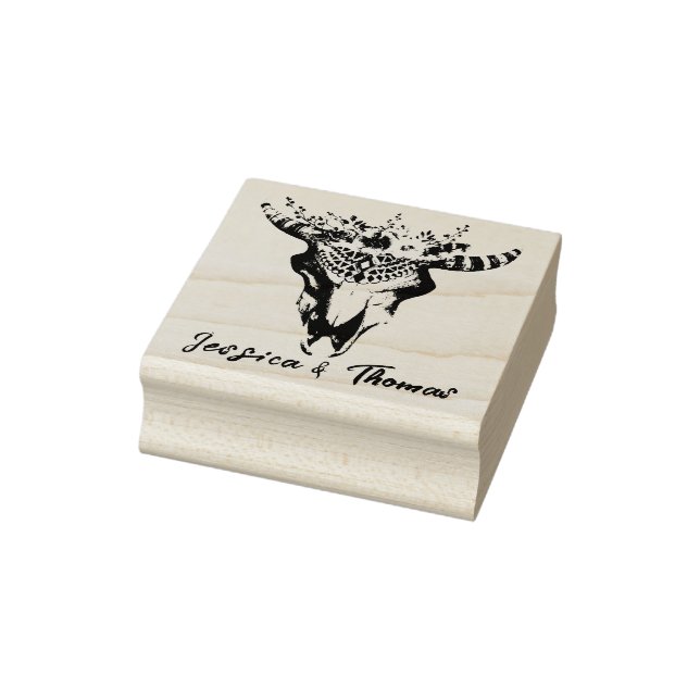 Sello De Caucho Parejas Boda Stationery Moda Boho personalizada (Sello)