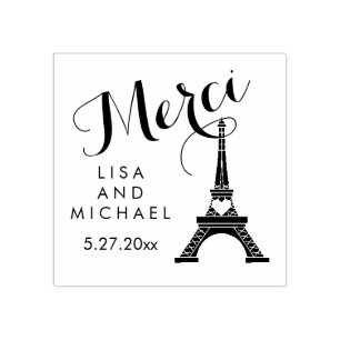 Sello De Caucho París blanco y negro Boda de la Torre Eiffel