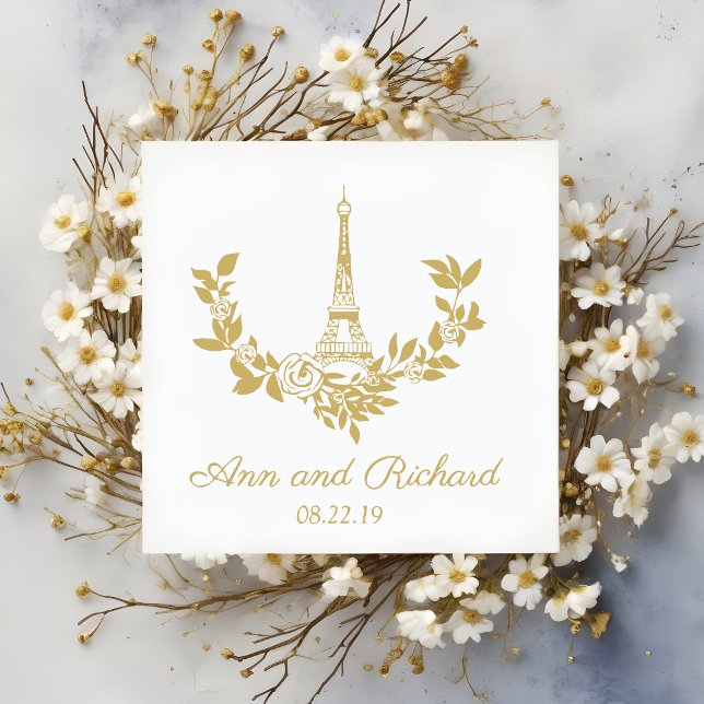 Sello De Caucho Parisian-inspired with a romantic flower wreath ( Parisian-inspired with a romantic flower wreath  Rubber Stamp.)