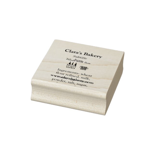 Sello De Caucho Pastel de panadería agregar ingredientes hechos co (Sello)