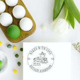 Sello De Caucho Pasteles y tetera de cosecha cutánea/horneados con