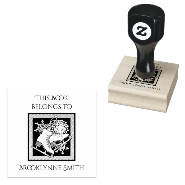 Sello De Caucho Patinaje Moderno Sobre Hielo Este Libro Pertenece  (Sellado)