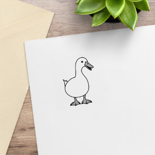 Sello De Caucho Pato Blanco Lindo Mascota 1x1