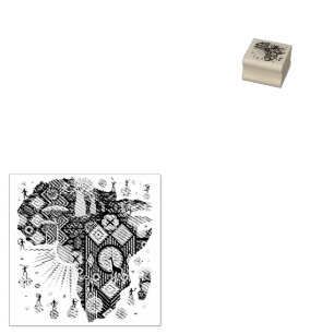 Sello De Caucho Patrón de elementos tribales decorativos del mapa 