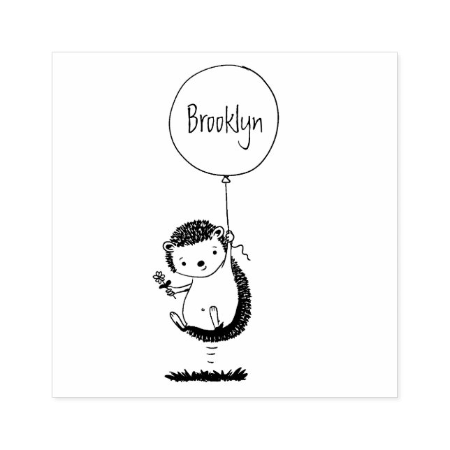 Sello De Caucho Patrón de hedgehog y personalizado de globos (Impresión)